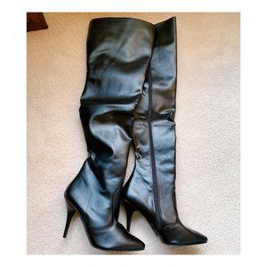 SEDUCE-3010 Pleaser Thigh High Black Heel Boots